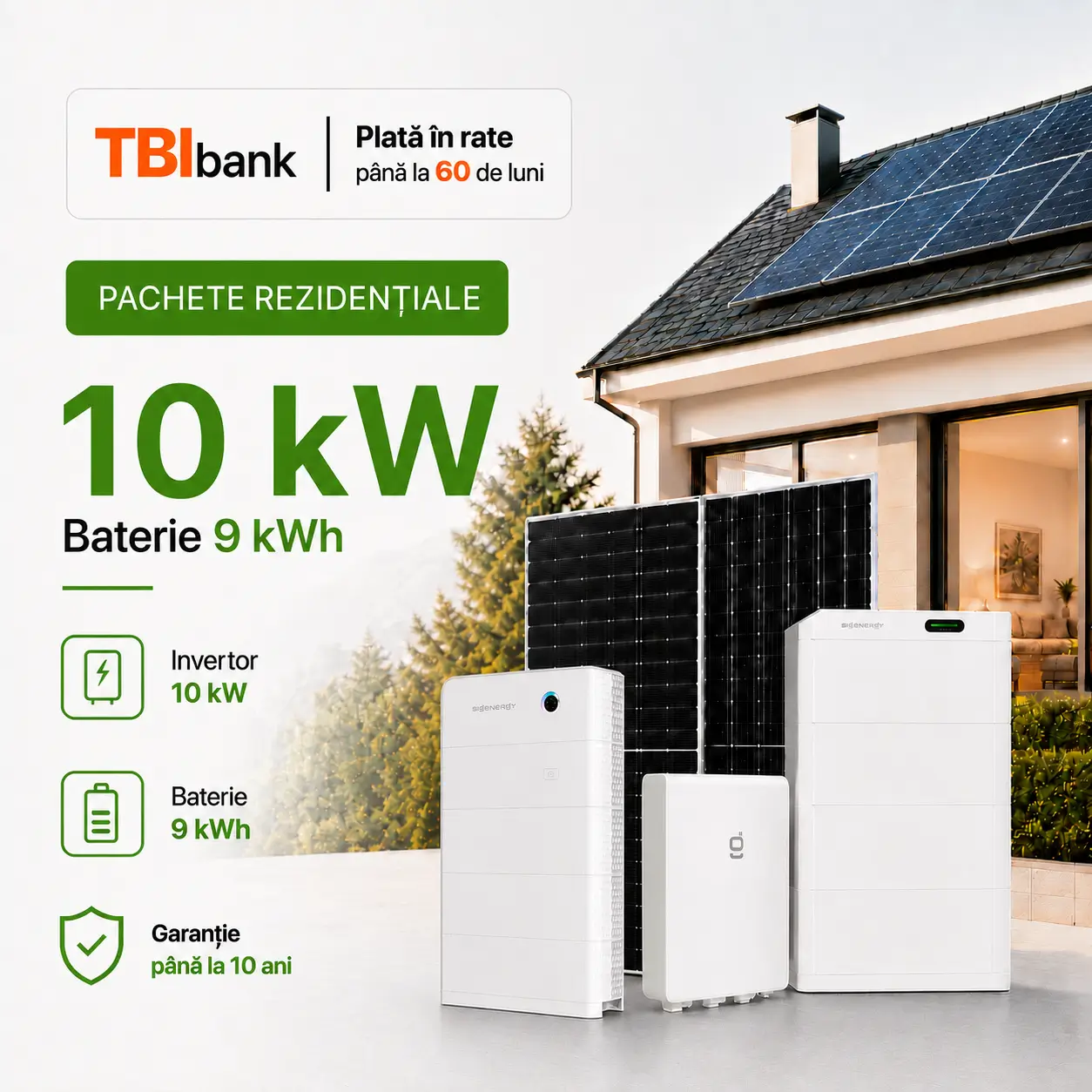 Sistem fotovoltaic 10 kW cu baterie 9 kWh - trifazat