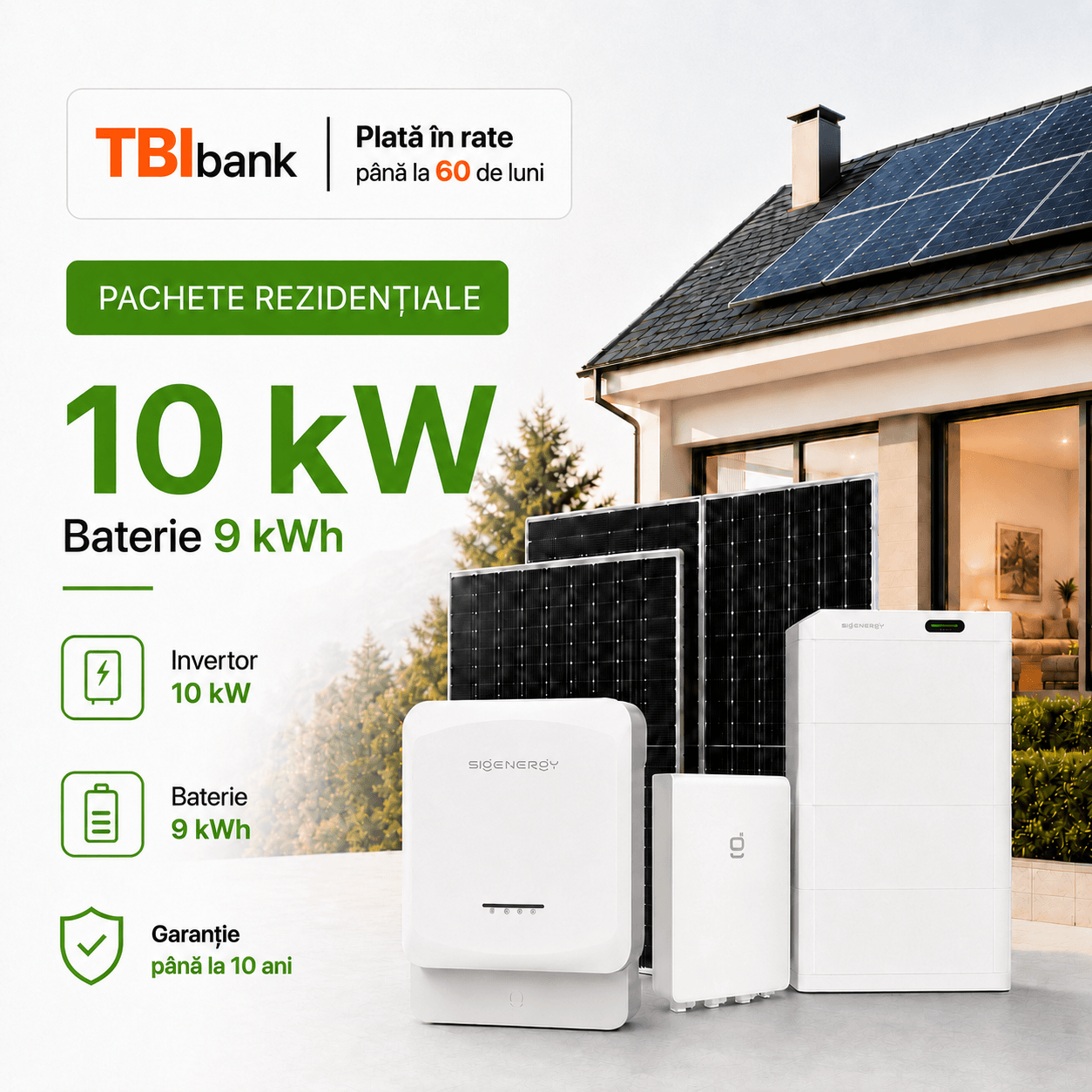 Sistem fotovoltaic 10 kW cu baterie 9 kWh - trifazat