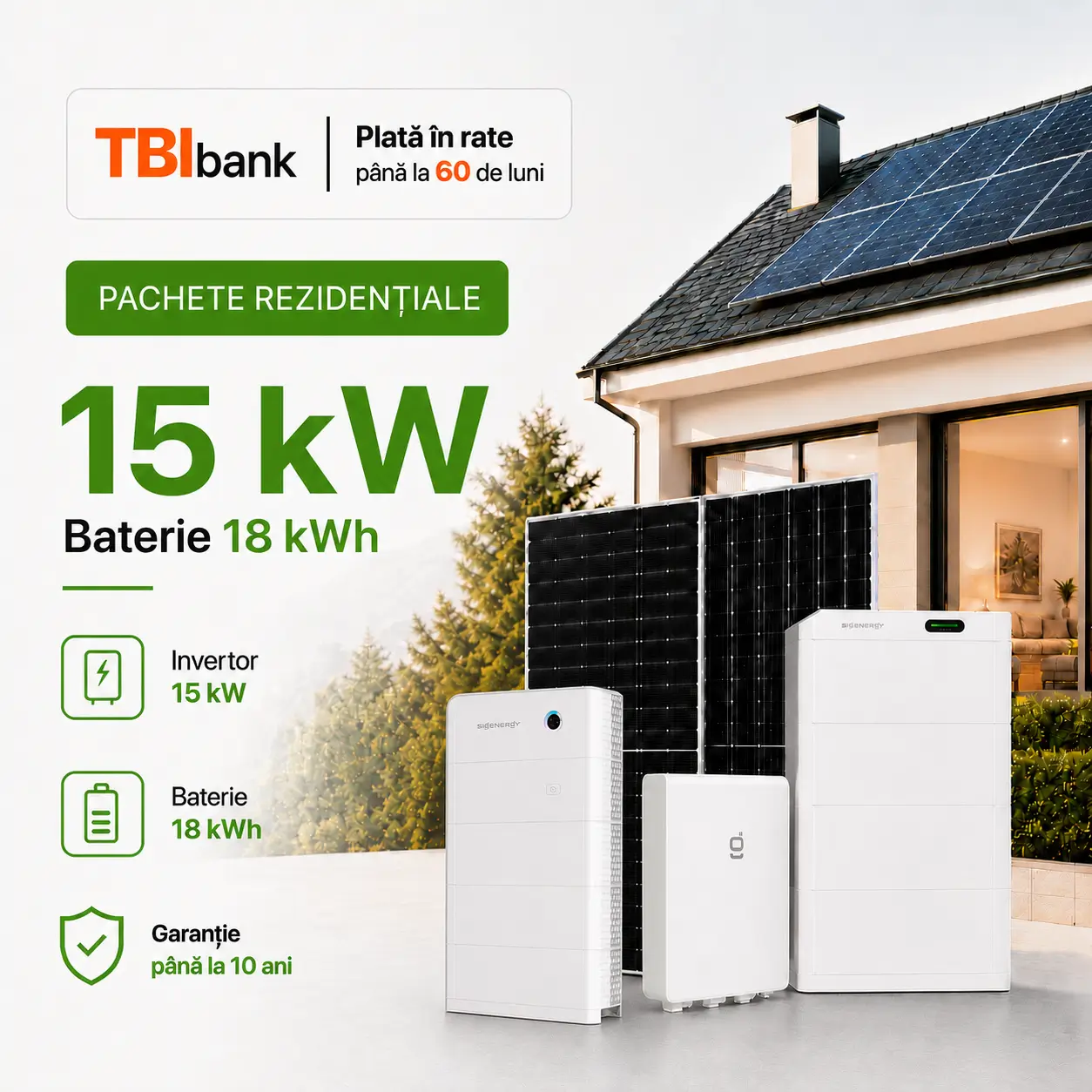 Sistem fotovoltaic 15 kW cu baterie 18 kWh - trifazat