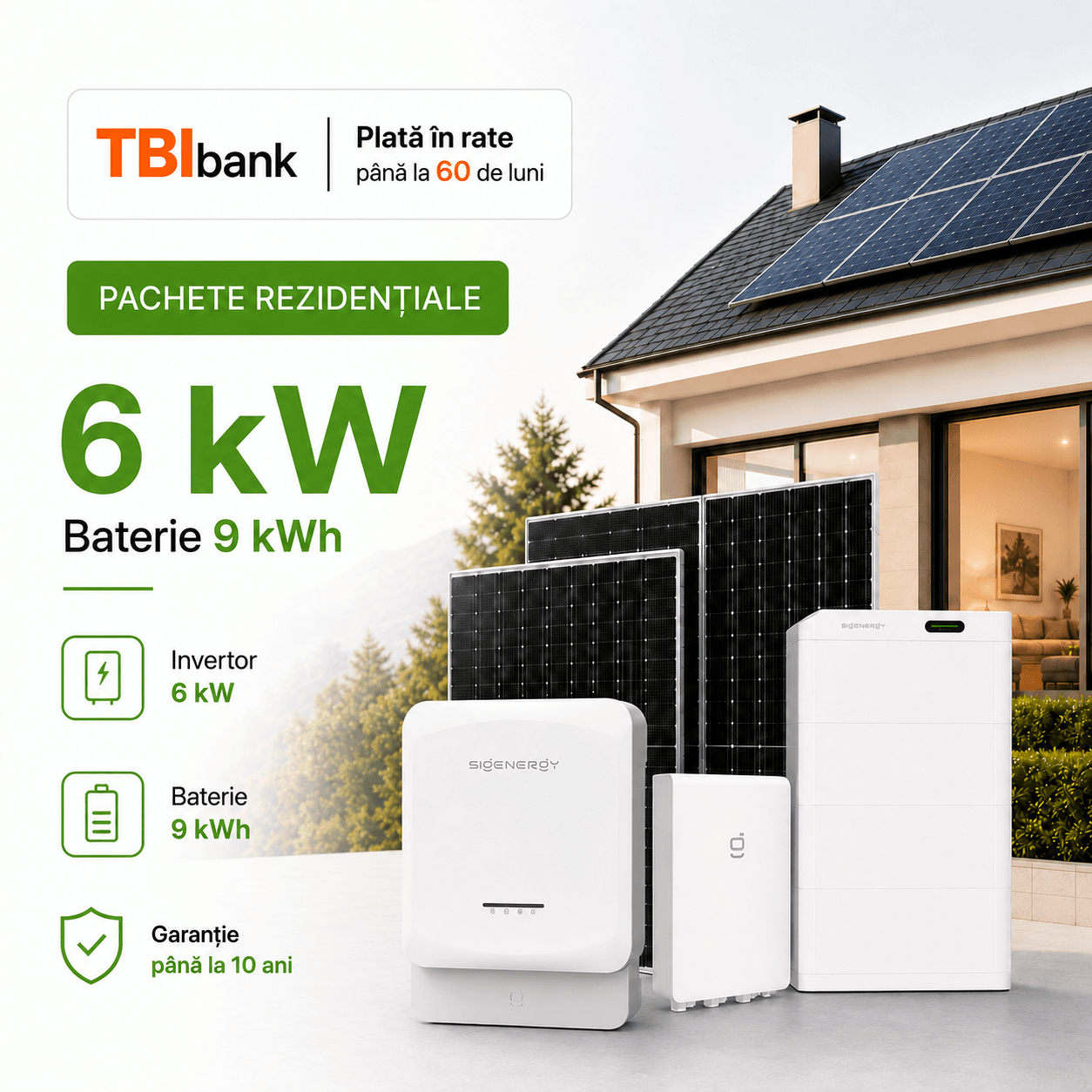 Sistem fotovoltaic 6 kW cu baterie 9 kWh - monofozat